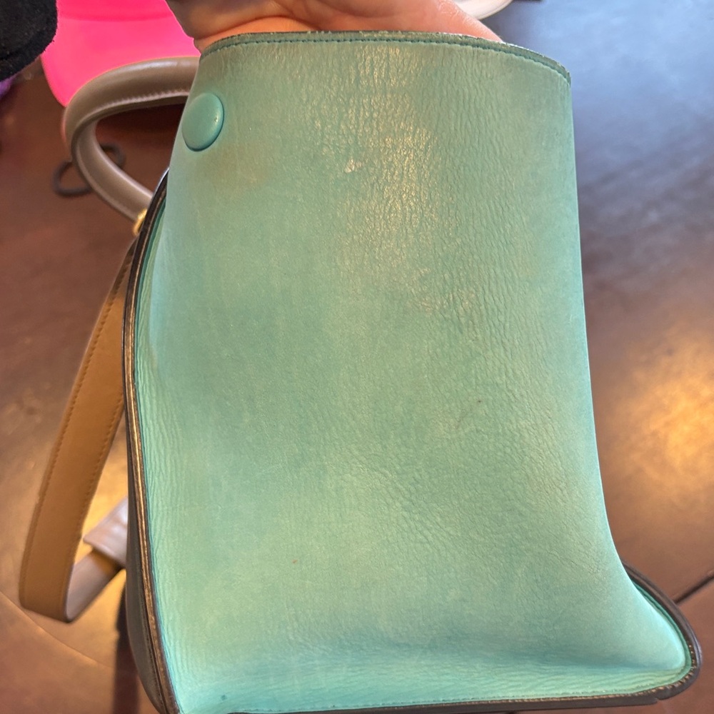 Celine Tricolor Satchel in Brown, Black, and Teal - Picture 3 of 14